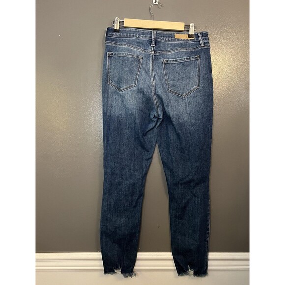 Cello Jeans Womens 9 Blue Dark Wash Skinny Distressed Raw Hem Ripped AM18988DKD - Picture 4 of 8